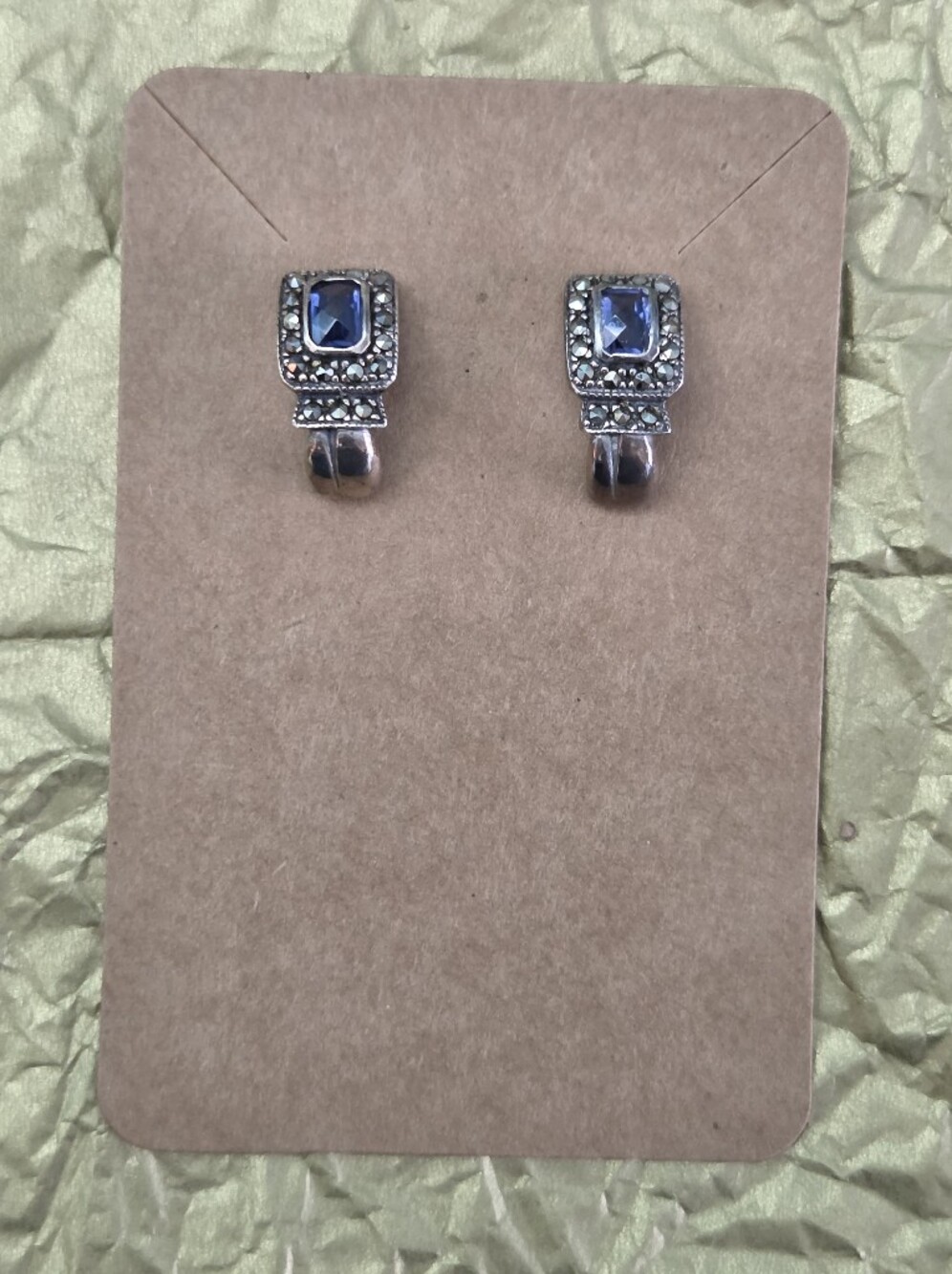 Marsala Sterling Silver Iolite And Marcasite Earrings